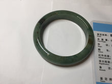 Load image into Gallery viewer, 55.5mm Certified Type A 100% Natural oily dark green(老油青)/gray Jadeite bangle BG227-3215
