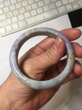 Load image into Gallery viewer, 55.2mm 100% Natural type A green purple carved branches and flowers and golden-painted Jadeite Jade bangle PH183
