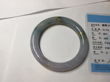 Load image into Gallery viewer, 55.8mm 100% Natural type A dark green purple carved and golden-painted chubby round cut Jadeite Jade bangle PA113-0385
