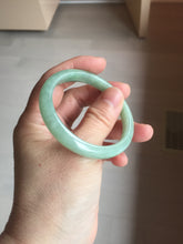 Load image into Gallery viewer, 50.5mm 100% natural type A sunny green apple green oval jadeite bangle AZ155
