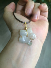 Load image into Gallery viewer, Type A 100% Natural light green/white jadeite Jade flower Pendant AZ91
