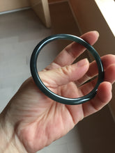 Load image into Gallery viewer, 62mm Type A 100% Natural black icy blue (蓝水) Guatemala Slim Round Cut Jadeite Bangle PJ133-1366
