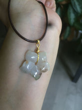Load image into Gallery viewer, Type A 100% Natural light green/white jadeite Jade flower Pendant AZ91
