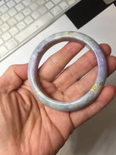 Load image into Gallery viewer, 55.2mm 100% Natural type A green purple carved branches and flowers and golden-painted Jadeite Jade bangle PH183
