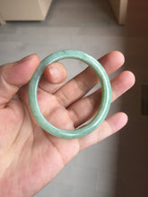 Load image into Gallery viewer, 50.5mm 100% natural type A sunny green apple green oval jadeite bangle AZ155
