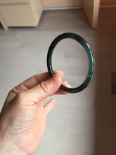 Load image into Gallery viewer, 57mm Type A 100% Natural half black(乌鸡) half icy blue (蓝水) Guatemala Slim Round Cut Jadeite Bangle PJ132-1375
