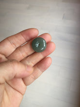 Load image into Gallery viewer, 18.4mm Type A 100% Natural oily dark green/gray Jadeite Jade Safety Guardian Button donuts Pendant PC110
