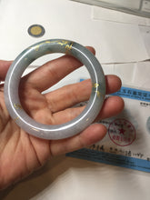 Load image into Gallery viewer, 55.8mm 100% Natural type A dark green purple carved and golden-painted chubby round cut Jadeite Jade bangle PA113-0385
