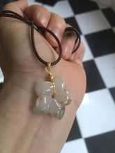 Load image into Gallery viewer, Type A 100% Natural light green/white jadeite Jade flower Pendant AZ91
