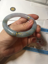 Load image into Gallery viewer, 55.8mm 100% Natural type A dark green purple carved and golden-painted chubby round cut Jadeite Jade bangle PA113-0385
