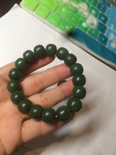 Load image into Gallery viewer, 100% Natural 10.7/11.9mm dark green/gray/black vintage style Jade（碧玉） bead bracelet group HF45
