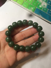 Load image into Gallery viewer, 100% Natural 10.7/11.9mm dark green/gray/black vintage style Jade（碧玉） bead bracelet group HF45
