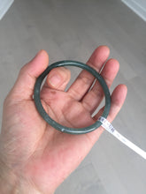 Load image into Gallery viewer, 60.5mm Certified Type A 100% Natural icy watery dark green/blue/gray/black slim round cut Guatemala Jadeite bangle BP12-7035
