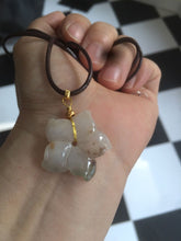 Load image into Gallery viewer, Type A 100% Natural light green/white jadeite Jade flower Pendant AZ91
