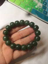 Load image into Gallery viewer, 100% Natural 10.7/11.9mm dark green/gray/black vintage style Jade（碧玉） bead bracelet group HF45
