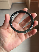 Load image into Gallery viewer, 57mm Type A 100% Natural half black(乌鸡) half icy blue (蓝水) Guatemala Slim Round Cut Jadeite Bangle PJ132-1375
