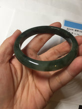Load image into Gallery viewer, 57.5mm Certified Type A 100% Natural oily dark green(老油青)/gray Jadeite bangle BG228-0397
