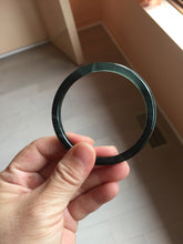 Load image into Gallery viewer, 57mm Type A 100% Natural half black(乌鸡) half icy blue (蓝水) Guatemala Slim Round Cut Jadeite Bangle PJ132-1375
