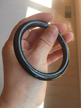 Load image into Gallery viewer, 58.4mm certified 100% Natural dark green/black meteorite round cut nephrite bangle HN134-0605
