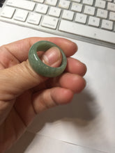 Load image into Gallery viewer, Size 11 1/2 100% natural type A oily dark green light green white broad jadeite jade band ring thumb ring PC246-5
