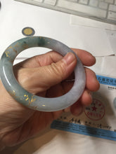 Load image into Gallery viewer, 55.8mm 100% Natural type A dark green purple carved and golden-painted chubby round cut Jadeite Jade bangle PA113-0385
