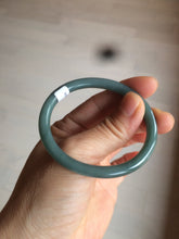 Load image into Gallery viewer, 48mm Certified Type A 100% Natural deep sea green/blue/gray/white oval round cut Guatemala Jadeite bangle KS95-2468
