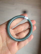 Load image into Gallery viewer, 48mm Certified Type A 100% Natural deep sea green/blue/gray/white oval round cut Guatemala Jadeite bangle KS95-2468
