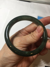 Load image into Gallery viewer, 57.5mm Certified Type A 100% Natural oily dark green(老油青)/gray Jadeite bangle BG228-0397
