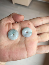 Load image into Gallery viewer, 19mm Type A 100% Natural green white with green floating flowers Jadeite Jade Safety Guardian Button donuts Pendant group PC106
