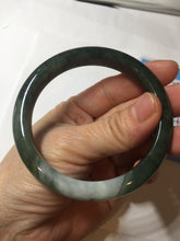 Load image into Gallery viewer, 57.5mm Certified Type A 100% Natural oily dark green(老油青)/gray Jadeite bangle BG228-0397

