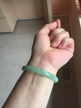 Load image into Gallery viewer, 50.5mm 100% natural type A sunny green apple green oval jadeite bangle AZ155
