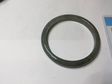 Load image into Gallery viewer, 52mm Certified type A 100% Natural oily dark green gray black slim Jadeite bangle PC214-6220

