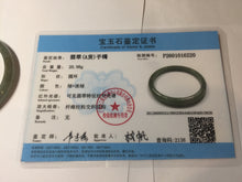 Load image into Gallery viewer, 52mm Certified type A 100% Natural oily dark green gray black slim Jadeite bangle PC214-6220
