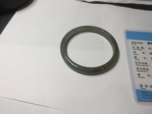 Load image into Gallery viewer, 52mm Certified type A 100% Natural oily dark green gray black slim Jadeite bangle PC214-6220
