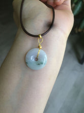 Load image into Gallery viewer, 18mm Type A 100% Natural green/purple/white Jadeite Jade safety Guardian donut Pendant group m99
