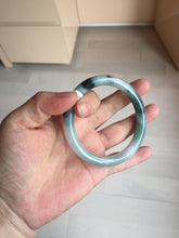 Load image into Gallery viewer, 55.6mm Certified Type A 100% Natural Dark Green Blue Gray Black Moonlit Ink (水墨月色) Round Cut Jadeite Jade Bangle AZ142-0750

