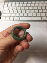 Load image into Gallery viewer, Size 12 1/2 100% natural type A oily dark green  broad jadeite jade band ring thumb ring PC2466
