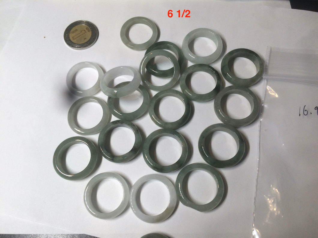 100% natural type A watery green/white/yellow/dark green/gray big defect jadeite jade band ring AY1 (Added-on items, not sale individually.)