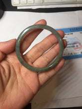 Load image into Gallery viewer, 52mm Certified type A 100% Natural oily dark green gray black slim Jadeite bangle PC214-6220
