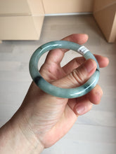 Load image into Gallery viewer, 55.5mm Certified Type A 100% Natural Dark Green Blue Gray Black Moonlit Ink (水墨月色) Round Cut Jadeite Jade Bangle AZ141-0759
