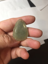 Load image into Gallery viewer, Type A 100% Natural  Light Green gray (淡油冰)Jadeite Jade Snake Pendant Lucky Wisdom Prosperity Zodiac Snake PC234
