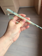 Load image into Gallery viewer, 18.5cm 100% Natural black white ink painting(水墨) Xiu Jade (Serpentine) Hairpin with Doggy Hanging Ornament  AW68
