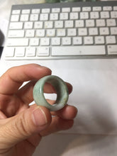 Load image into Gallery viewer, Size 11 100% natural type A oily dark green  broad jadeite jade band ring thumb ring PC246-7
