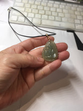 Load image into Gallery viewer, Type A 100% Natural  Light Green gray (淡油冰)Jadeite Jade Snake Pendant Lucky Wisdom Prosperity Zodiac Snake PC234
