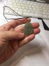 Load image into Gallery viewer, Type A 100% Natural  Light Green gray (淡油冰)Jadeite Jade Snake Pendant Lucky Wisdom Prosperity Zodiac Snake PC234
