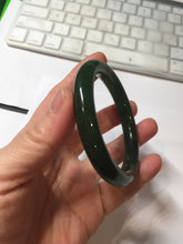 Load image into Gallery viewer, 53.3mm 100% Natural dark green/black round cut nephrite (碧玉) bangle HN98
