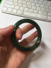 Load image into Gallery viewer, 53.3mm 100% Natural dark green/black round cut nephrite (碧玉) bangle HN98
