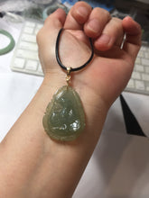 Load image into Gallery viewer, Type A 100% Natural  Light Green gray (淡油冰)Jadeite Jade Snake Pendant Lucky Wisdom Prosperity Zodiac Snake PC234
