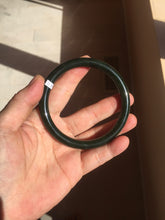 Load image into Gallery viewer, 62mm certified 100% Natural dark green/black round cut nephrite (碧玉)  bangle HN21-9155
