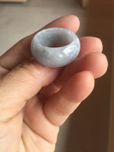 Load image into Gallery viewer, 100% natural type A light purple/green/white broad jadeite jade band ring thumb ring Pb42
